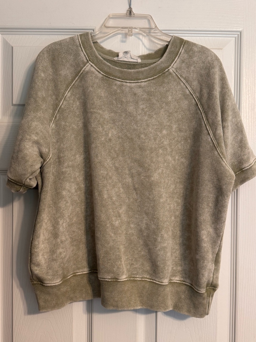 Olive & Oak Sage Olive Green Mineral Wash Crew Neck Short Sleeve Sweatshirt XS
